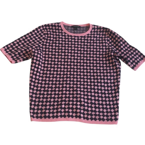 Anne Klein Pink Black Checkered Sweater Womens Size M - Picture 1 of 11